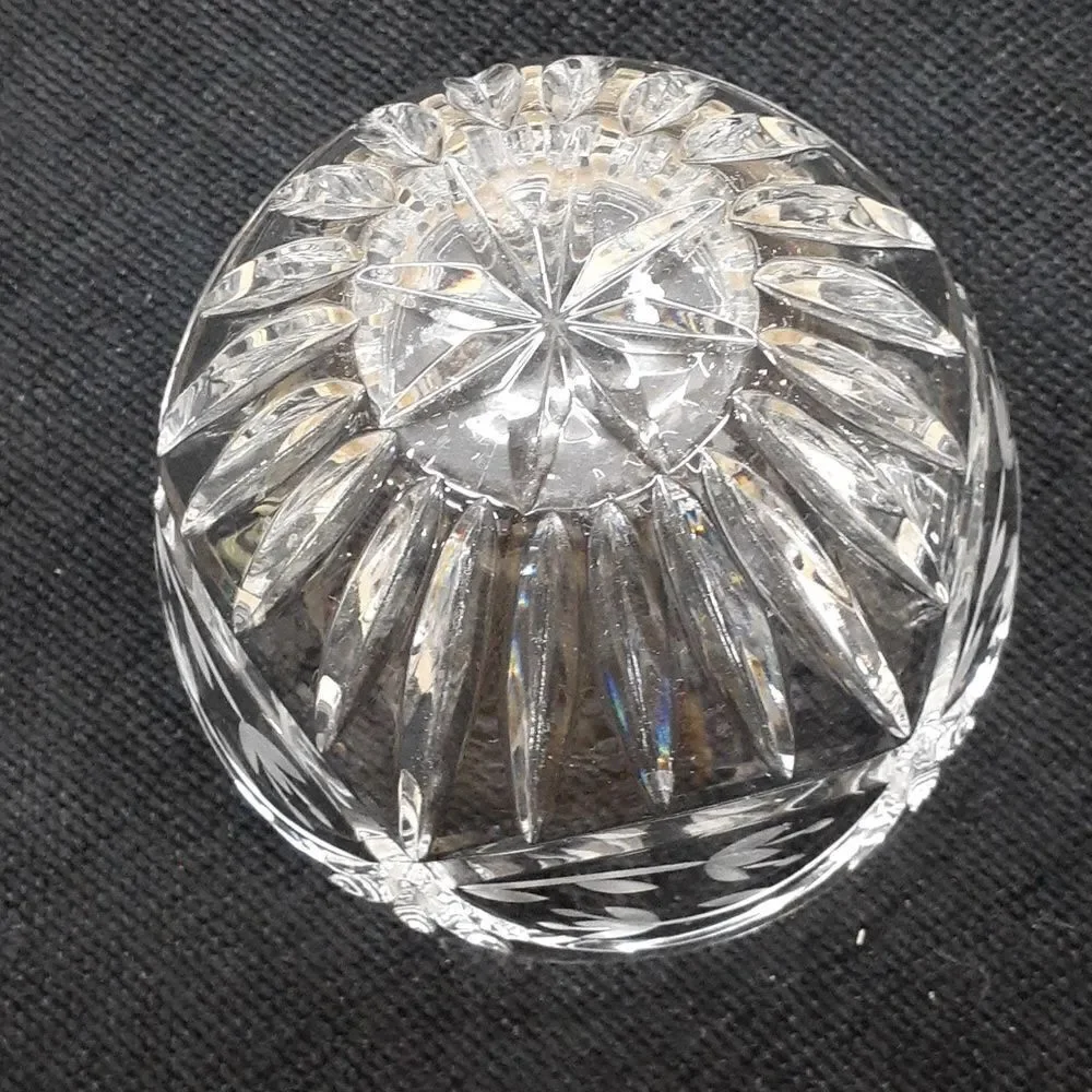 Vintage Gorham Poland hand‎ cut clear crystal lidded candy dish